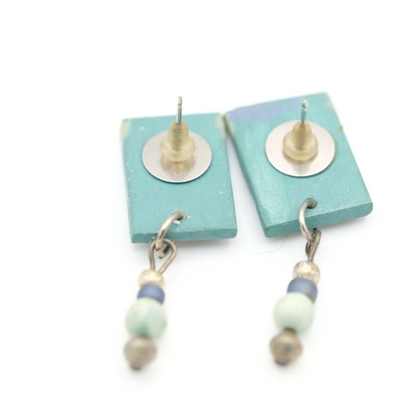 Beautiful teal & black earrings - Picture 3 of 4